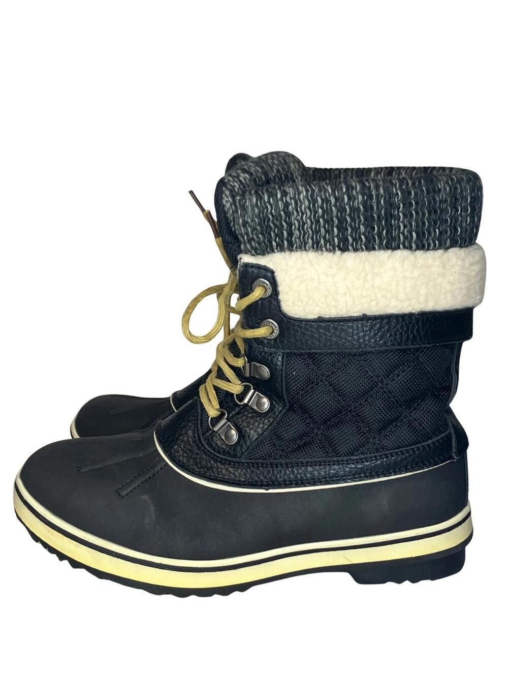 Cozy Winter Boots Faux Fur Lined Black 8.5 Women - Picture 2 of 8